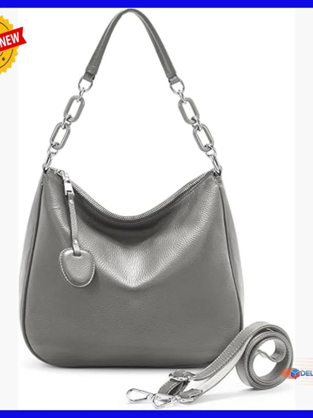 Genuine Leather Hobo Shoulder Bag Crossbody Purse Medium Size